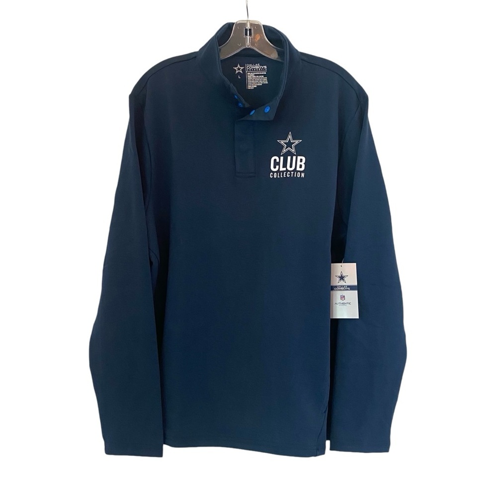 NEW Dallas Cowboys Club Collection Sweatshirt Pullover‎ Mock Neck 1/4 Snap Large